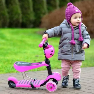 Detská kolobežka 2v1 Lienka so svietiacimi LED kolesami, ružová Detská kolobežka 2v1 Lienka so svietiacimi LED kolesami, ružová