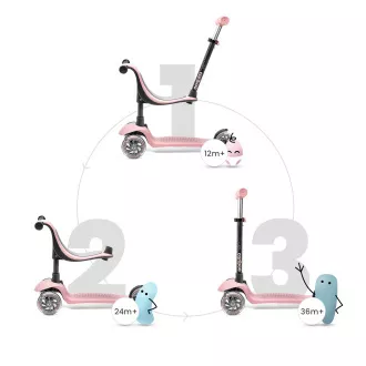 Detská trojkolesová kolobežka Cariboo Twist 3v1 s LED kolieskami, ružová Detská trojkolesová kolobežka Cariboo Twist 3v1 s LED kolieskami, ružová