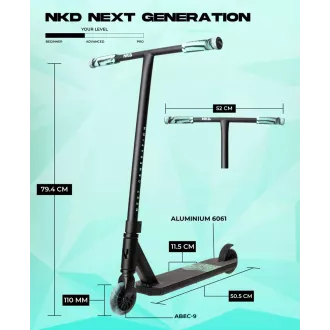Freestyle kolobežka NKD Next Generation Stunt Scooter, Black-Mint