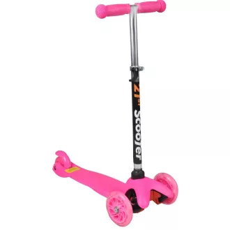 Kolobežka trojkolesová MINI SCOOTER so svietiacimi kolieskami, ružová