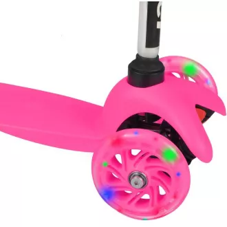 Kolobežka trojkolesová MINI SCOOTER so svietiacimi kolieskami, ružová