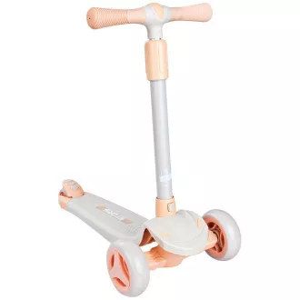 Detská trojkolesová kolobežka Story Mini Friends s LED kolieskami scooter, biela
