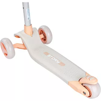 Detská trojkolesová kolobežka Story Mini Friends s LED kolieskami scooter, biela