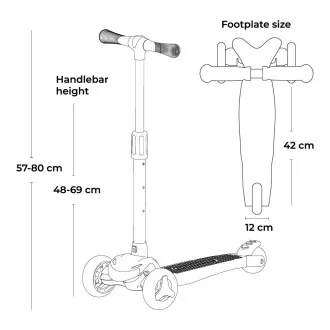 Detská trojkolesová kolobežka Story Mini Friends s LED kolieskami scooter, biela