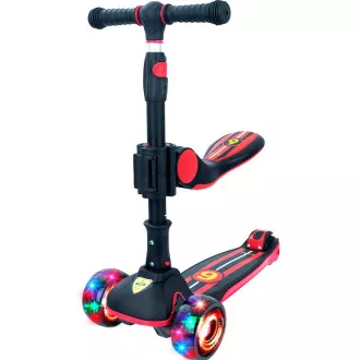Detská trojkolesová kolobežka Story 2v1 Deluxe so svietiacimi kolieskami mini scooter, čierno-červená Detská trojkolesová kolobežka Story 2v1 Deluxe so svietiacimi kolieskami mini scooter, čierno-červená