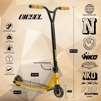 Freestyle kolobežka NKD Diesel, Gold Freestyle kolobežka NKD Diesel, Gold