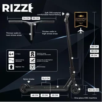 Freestyle kolobežka NKD Rizz Stunt, Čierna