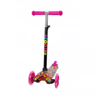 Kolobežka trojkolesová MINI SCOOTER so svietiacimi kolieskami, BONBON