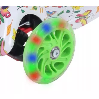 Kolobežka trojkolesová MINI SCOOTER so svietiacimi kolieskami, Motýliky