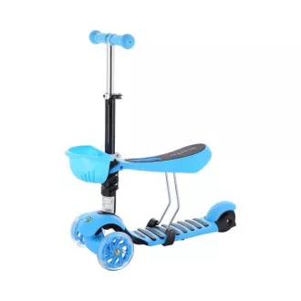 Detská trojkolesová kolobežka MINI SCOOTER 2v1 so svietiacimi LED kolesami, modrá Detská trojkolesová kolobežka MINI SCOOTER 2v1 so svietiacimi LED kolesami, modrá