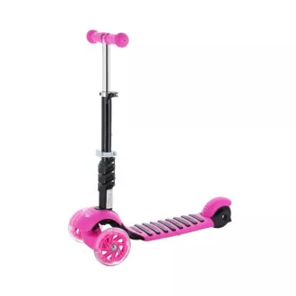 Detská trojkolesová kolobežka MINI SCOOTER 2v1 so svietiacimi LED kolesami, ružová