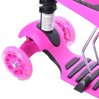 Detská trojkolesová kolobežka MINI SCOOTER 2v1 so svietiacimi LED kolesami, ružová