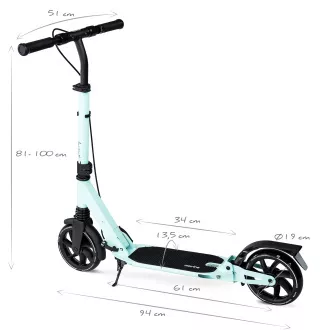 Skladacia kolobežka MOVINO X-Way s ručnou aj nášľapnou brzdou, light mint