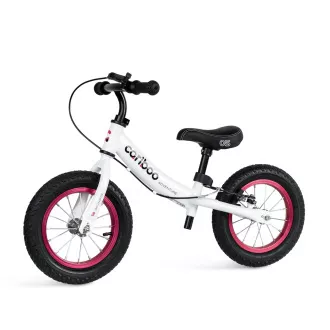 Detské odrážadlo MOVINO Cariboo ADVENTURE s brzdou, nafukovacie kolesá 12'', bielo-ružové