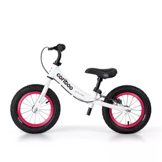 Detské odrážadlo MOVINO Cariboo ADVENTURE s brzdou, nafukovacie kolesá 12'', bielo-ružové