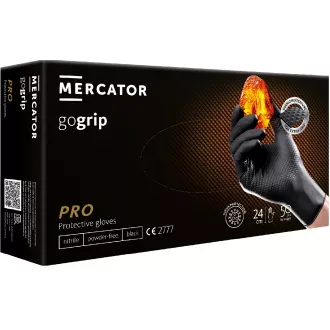 MERCATOR® GOGRIP - Nitrilové rukavice, bez púdru, 50 ks, čierne, M