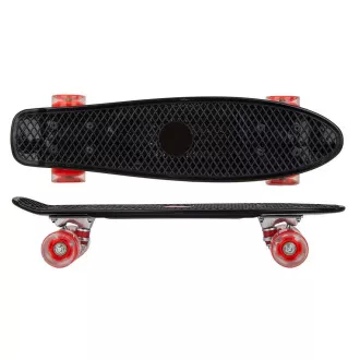 Pennyboard s LED kolieskami, 56 cm BLACK/RED