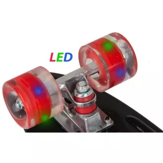 Pennyboard s LED kolieskami, 56 cm BLACK/RED