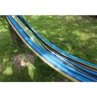 Hojdacia bavlnená skladacia sieť, zeleno-modrá, 260x80cm