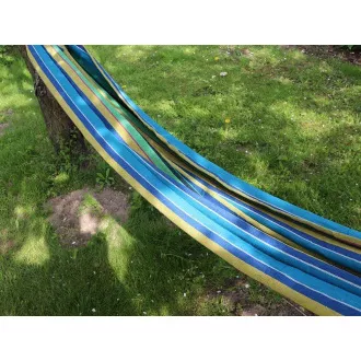 Hojdacia bavlnená skladacia sieť, zeleno-žlto-modrá, 260x80cm Hojdacia bavlnená skladacia sieť, zeleno-žlto-modrá, 260x80cm