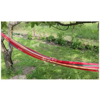 Hojdacia bavlnená skladacia sieť, červeno-žltá, 260x80cm
