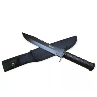 Taktický nôž MILITARY FINKA SURVIVAL 35 cm čierny/strieborný, Čierna