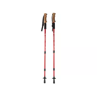 Trekingové palice Nordic Walking s ergonomickou, korkovou rukoväťou, 135 cm, 2 ks, Červená