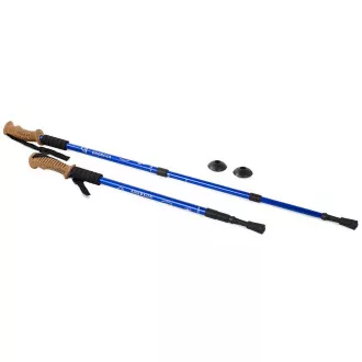 Trekingové palice Nordic Walking s ergonomickou, korkovou rukoväťou, 135 cm, 2 ks, Modrá