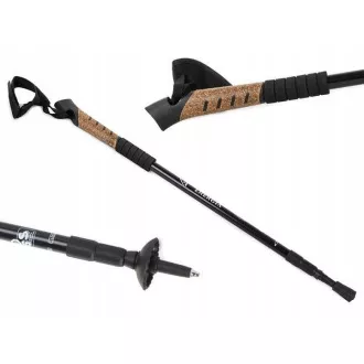 Trekingové palice Nordic Walking s korkovou rukoväťou, 135 cm, 2 ks, Čierna
