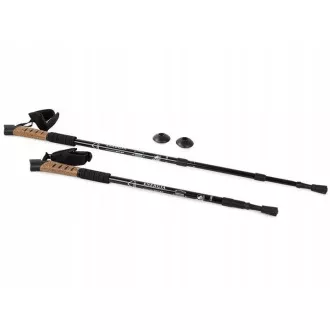 Trekingové palice Nordic Walking s korkovou rukoväťou, 135 cm, 2 ks, Čierna