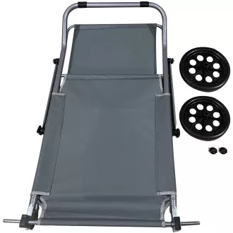 Skladacie plážové lehátko kreslo na kolieskach, 116x62x62-90 cm, šedé Skladacie plážové lehátko kreslo na kolieskach, 116x62x62-90 cm, šedé