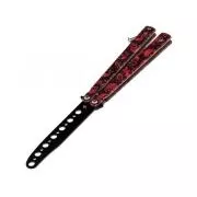 Tréningový vreckový skladací motýlik, Red Skulls, 23,5 cm