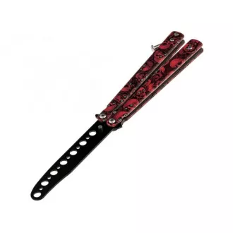 Tréningový vreckový skladací motýlik, Red Skulls, 23,5 cm Tréningový vreckový skladací motýlik, Red Skulls, 23,5 cm