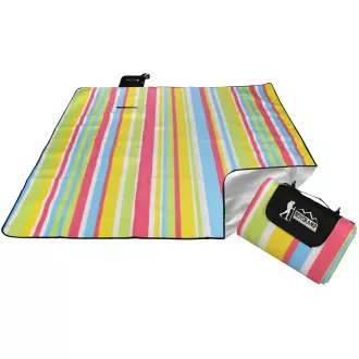Pikniková deka 200x200 cm s ALU poťahom, pruhy - pastelová