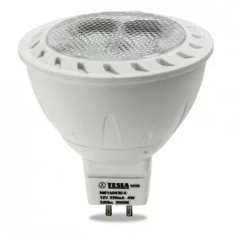 TESLA - LED MR160430-5, žiarovka GU5,3 MR16, 4W, 12V, 320lm, 20 000h, 3000K teplá biela, 38 °