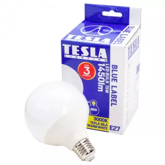 TESLA - LED GL271530-5, žiarovka GLOBE E27, 15W, 230V, 1450lm, 30 000 hod, 3000K teplá biela, 300