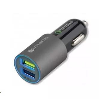 4smarts nabíjačka do auta Rapid Quick Charge, 2x USB, 3 A, sivá