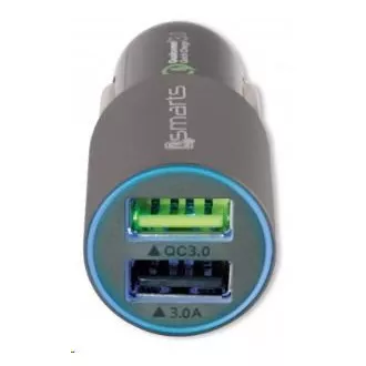 4smarts nabíjačka do auta Rapid Quick Charge, 2x USB, 3 A, sivá