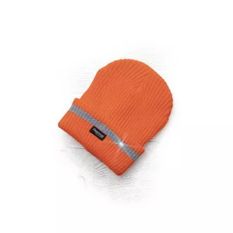 Zimná čiapka pletená fleece ARDON®SPARK s reflex. pruhom oranžová