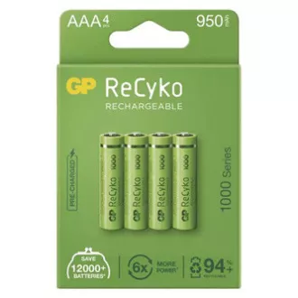 Nabíjacia batéria, AAA (HR03), 1.2V, 950 mAh, GP, papierová krabička, 4-pack, ReCyko