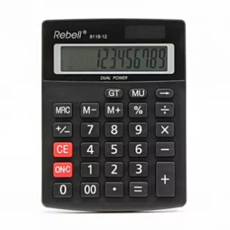 Rebell Kalkulačka RE-8118-12 BX, čierna, stolová, dvanásťmiestna Rebell Kalkulačka RE-8118-12 BX, čierna, stolová, dvanásťmiestna