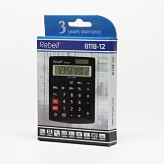 Rebell Kalkulačka RE-8118-12 BX, čierna, stolová, dvanásťmiestna Rebell Kalkulačka RE-8118-12 BX, čierna, stolová, dvanásťmiestna