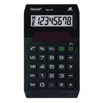 Rebell Kalkulačka ECO 10, čierna, kapesná, osemmiestna Rebell Kalkulačka ECO 10, čierna, kapesná, osemmiestna