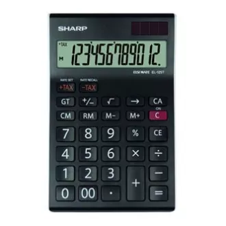 Sharp Kalkulačka EL-125TWH, černo-biela, stolová, dvanásťmiestna