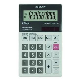 Sharp Kalkulačka EL-W211GGY, sivá, kapesná, desaťmiestna