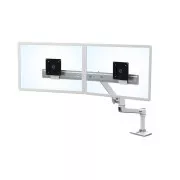 ERGOTRON LX Desk Dual Direct Arm, biely, stolné rameno pre 2 monitory až 25", biely