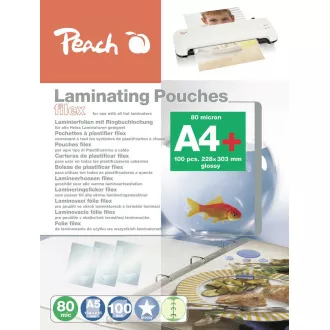 PEACH laminovacia fólia A4 (228x303mm), 80mic, lesklé, eurozáves, 100ks