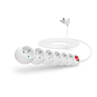 CONNECT IT predlžovací kábel 230 V, 6 zásuviek, 5 m, s vypínačom (biely)