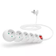 CONNECT IT predlžovací kábel 230 V, 5 zásuviek, 3 m, s vypínačom (biely)