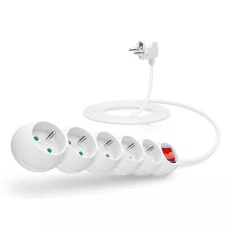 CONNECT IT predlžovací kábel 230 V, 5 zásuviek, 3 m, s vypínačom (biely) CONNECT IT predlžovací kábel 230 V, 5 zásuviek, 3 m, s vypínačom (biely)